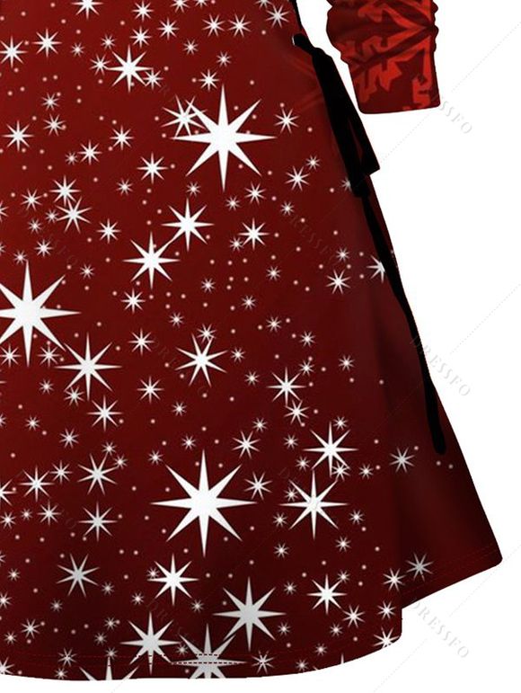 Mini-Robe à Capuche avec Lacets et à Imprimé Etoiles et Papillons de Noël - Rouge M | US 6