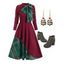 Robe Linge A Contrasté à Carreaux Manches Longues à Lacets - Rouge foncé M | US 6