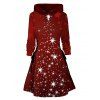 Mini-Robe à Capuche avec Lacets et à Imprimé Etoiles et Papillons de Noël - Rouge M | US 6