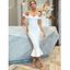 Robe Sirène Moulante à Épaules Dénudées à Manches Longues avec Noeud Papillon - Blanc L | US 8