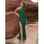 Robe de Soirée Moulante Asymétrique à Fente Élevée en Couleur Unie - Vert profond L | US 8