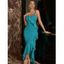 Robe de Soirée Moulante à Bretelles Spaghetti à Volant - Vert clair L | US 8
