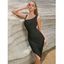 Robe Mi-Longue Moulante Fendue à Col Asymétrique avec Zip Derrière - Noir L | US 8