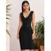 Robe Courte Moulante Florale à Col en V à Fente Élevée - Noir L | US 8