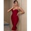 Robe de Soirée Sirène Moulante à Bretelles Spaghetti à Dos Zippé - Rouge foncé L | US 8