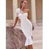 Robe de Soirée Moulante Courte à Une Épaule Nue - Blanc L | US 8