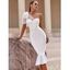 Robe de Soirée Moulante Courte à Une Épaule Nue - Blanc L | US 8