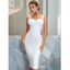 Robe Mi-Longue Moulante Arête de Poisson Design Zippé en Couleur Unie avec Soutien-Gorge - Blanc S | US 4