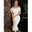 Robe Mi-Longue Moulante à Epaule Dénudée à Ourlet Sirène en Maille Transparente - Blanc L | US 8
