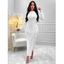 Robe Longue à Capuche à Fente Élevée à Manches Longues en Couleur Pure - Blanc XL | US 10