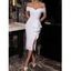 Robe de Soirée Moulante à Épaules Dénudées à Fente Élevée - Blanc L | US 8