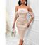 Robe de Soirée Moulante à Épaules Dénudées à Manches Courtes - Abricot M | US 6