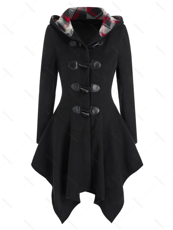 Manteau à Capuche en Laine Mélangée - Noir XL