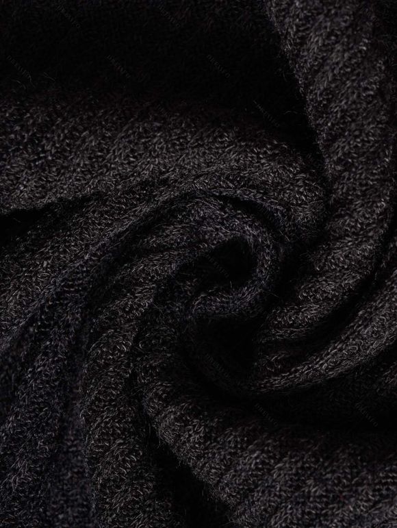 Haut Tricoté Rayure Contrastée Panneau en Blocs de Couleurs Contrasté à Col Oblique - Noir S | US 4