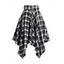 Jupe Mouchoir Mi-Longue Zippée Asymétrique à Bretelle Bouclée à Carreaux - Noir XXL | US 14