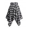 Jupe Mouchoir Mi-Longue Zippée Asymétrique à Bretelle Bouclée à Carreaux - Noir XXL | US 14