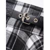 Jupe Mouchoir Mi-Longue Zippée Asymétrique à Bretelle Bouclée à Carreaux - Noir XXL | US 14