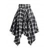 Jupe Mouchoir Mi-Longue Zippée Asymétrique à Bretelle Bouclée à Carreaux - Noir M | US 6