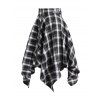 Jupe Mouchoir Mi-Longue Zippée Asymétrique à Bretelle Bouclée à Carreaux - Noir M | US 6