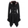 Manteau à Capuche en Laine Mélangée - Noir M