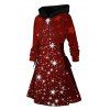 Mini Robe à Capuche Ligne A 3D Etoile de Noël Imprimée à Lacets - Rouge S | US 4