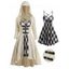 Ensemble de Manteau à Capuche Long Croisé Haut Bas à Carreaux en Couleur Unie à Bretelle et de Mini Robe - Blanc de Crème S | US 4