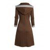 Mini Robe Tricotée à Capuche Faux Deux Pièces Géométrique Texturée - Café profond XL | US 8