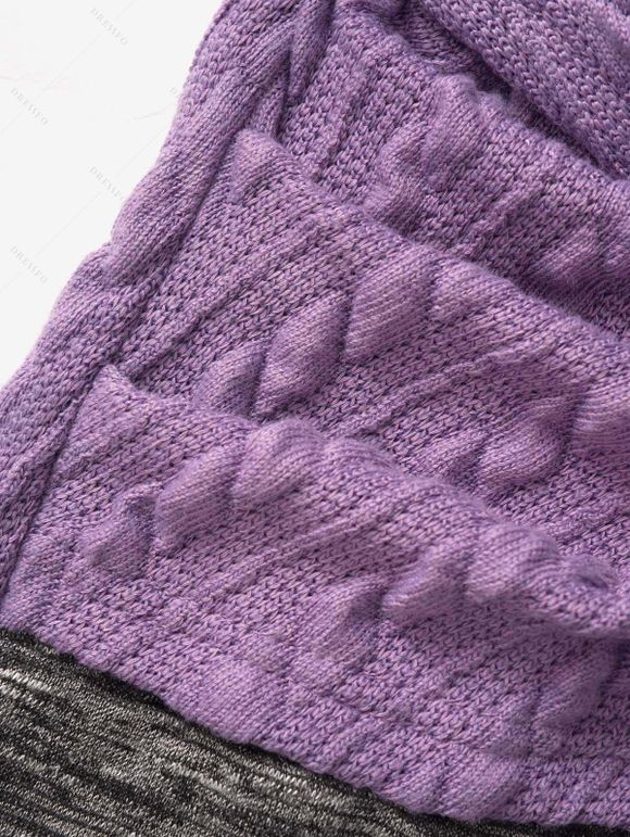 Haut Croisé Texturé Tricoté en Blocs de Couleurs à Manches Longues Fausse Deux Pièces - Violet clair M | US 6