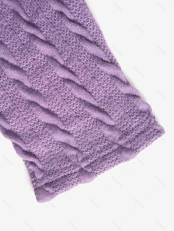 Haut Croisé Texturé Tricoté en Blocs de Couleurs à Manches Longues Fausse Deux Pièces - Violet clair M | US 6