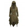 Manteau à Capuche Long Asymétrique en Couleur Unie à Ourlet Irrégulier - Vert profond M | US 6