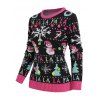 Pull à Col Ras de Cou Côtelé Imprimé Bonhomme de Neige et Inscription Merry Christmas Style Graphique - multicolor A M | US 6