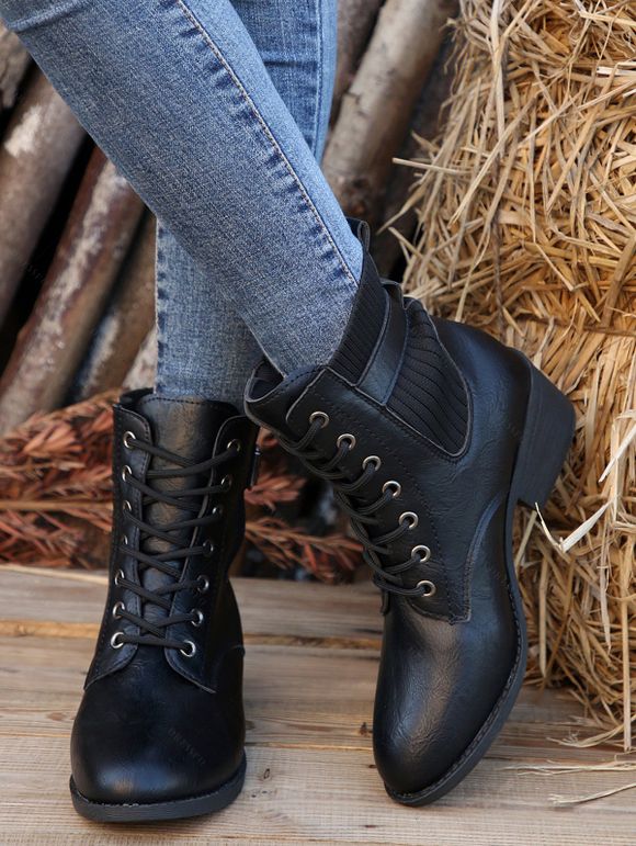Women's Lace-up Pointed Toe Chelsea Boots - Noir EU 40