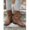 Solid Color Buckle Strap Mid Calf Boots - Brun EU 40