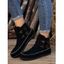 Contrast Stitching Button Flat Platform Ankle Boots - Noir EU 36
