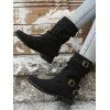 Solid Color Buckle Strap Mid Calf Boots - Noir EU 41