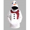 Sweat à Capuche Costume de Noël 3D Bonhomme de Neige Imprimé à Carreaux avec Poche Kangourou - Blanc S | US 4