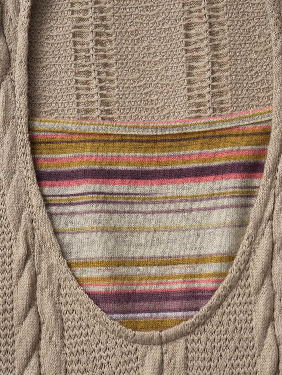 Robe Mi-Longue à Capuche Panneau Rayé en Jacquard à Ourlet Tordu - café lumière S | US 4