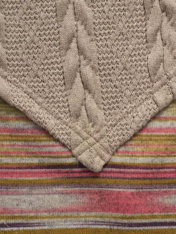 Robe Mi-Longue à Capuche Panneau Rayé en Jacquard à Ourlet Tordu - café lumière S | US 4