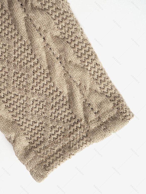 Robe Mi-Longue à Capuche Panneau Rayé en Jacquard à Ourlet Tordu - café lumière S | US 4