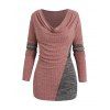 Haut Noué Texturé Panneau en Blocs de Couleurs Manches Longues à Col Bénitier - Rose clair XXL | US 14