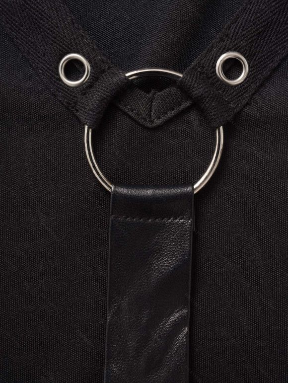 Mini Robe Gothique Manches Evasées à Lacets à Œillet - Noir S | US 4