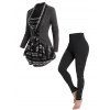 Haut Tricoté Moulant Tribal Géométrique Panneau Drapé avec Bouton à Coupe Haute - Gris S | US 4