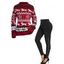 Legging Cerf de Noël Flocon de Neige Graphique à Coupe Haute avec Poche à Boutons-pression - Rouge S | US 4