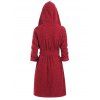 Manteau à Capuche Lâche Ceinturé Teinté - Rouge Vineux M