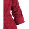 Manteau à Capuche Lâche Ceinturé Teinté - Rouge Vineux 2XL