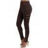 Pantalon Décontracté Long Crayon Zippé à Taille Elastique avec Poches - Café profond L | US 8-10