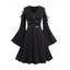 Mini Robe Gothique Manches Evasées à Lacets à Œillet - Noir XXL | US 14