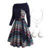 Robe en Tricot Ajouré à Motif D'élément de Noël - Bleu profond S | US 4