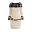Mini Robe Pull Ceinturée Panneau à Carreaux en Tricot à Câble à Volants - café lumière S | US 4