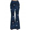 Pantalon Long Évasé Imprimé Galaxie Grande Taille - Bleu de Minuit 5X | US 24